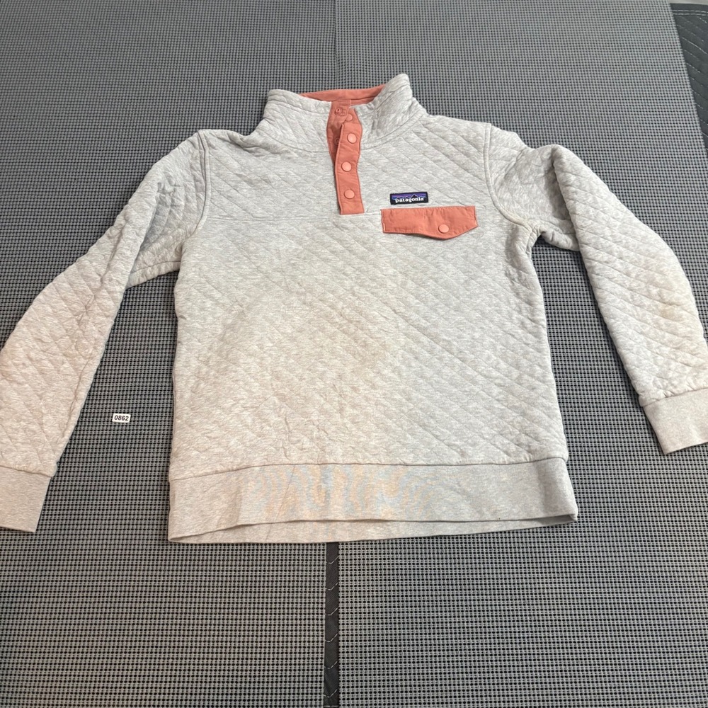Patagonia‎ Womens Organic Cotton Quilt Snap-T Pullover Gray Coral XS 25282